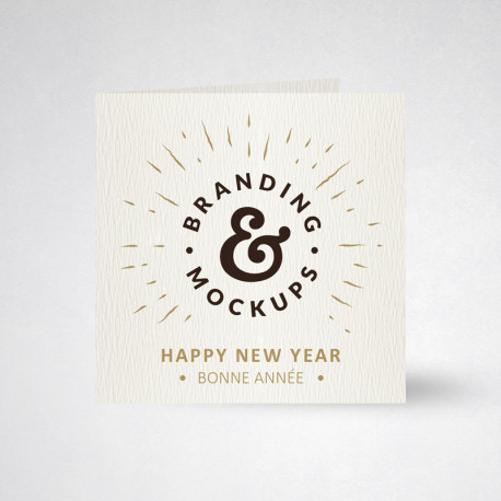 Carte de voeux double tradition blanc naturel Carte de voeux double tradition blanc naturel